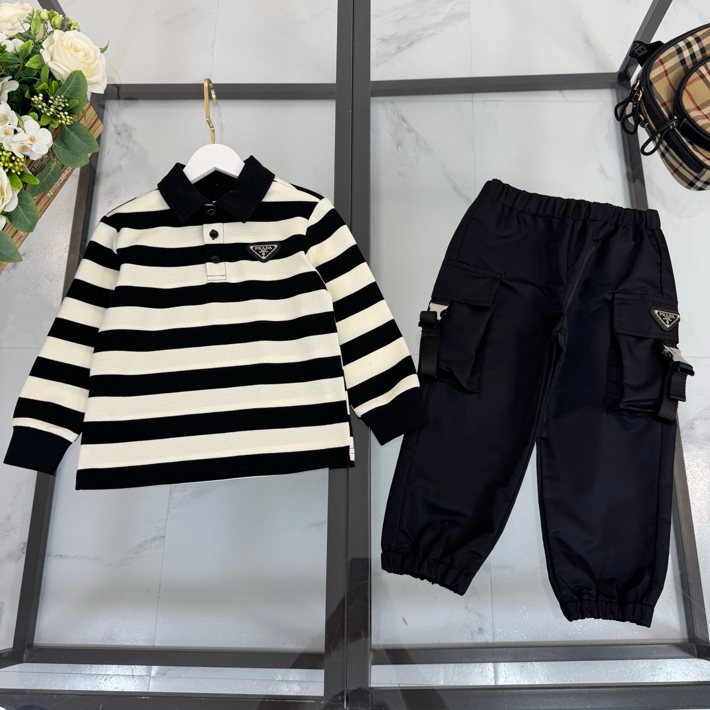P Black Striped Set