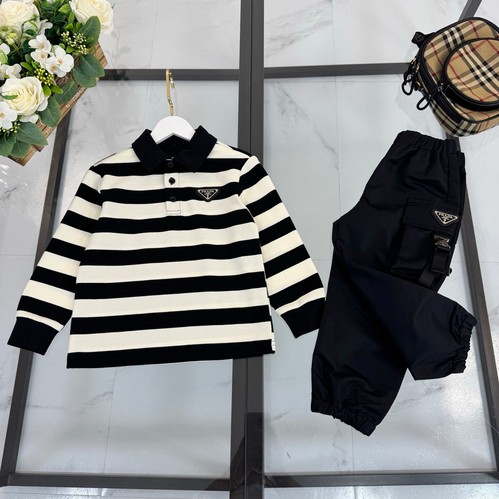 P Black Striped Set