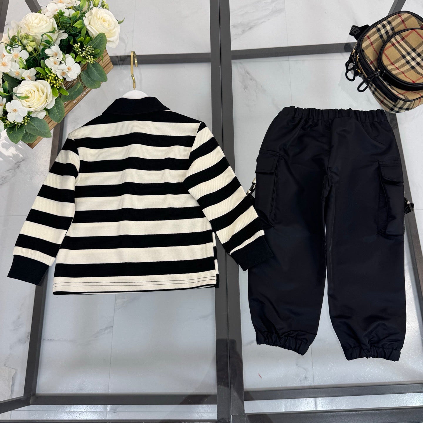 P Black Striped Set