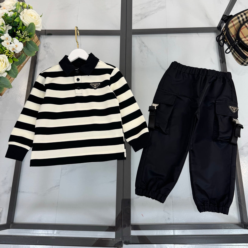 P Black Striped Set