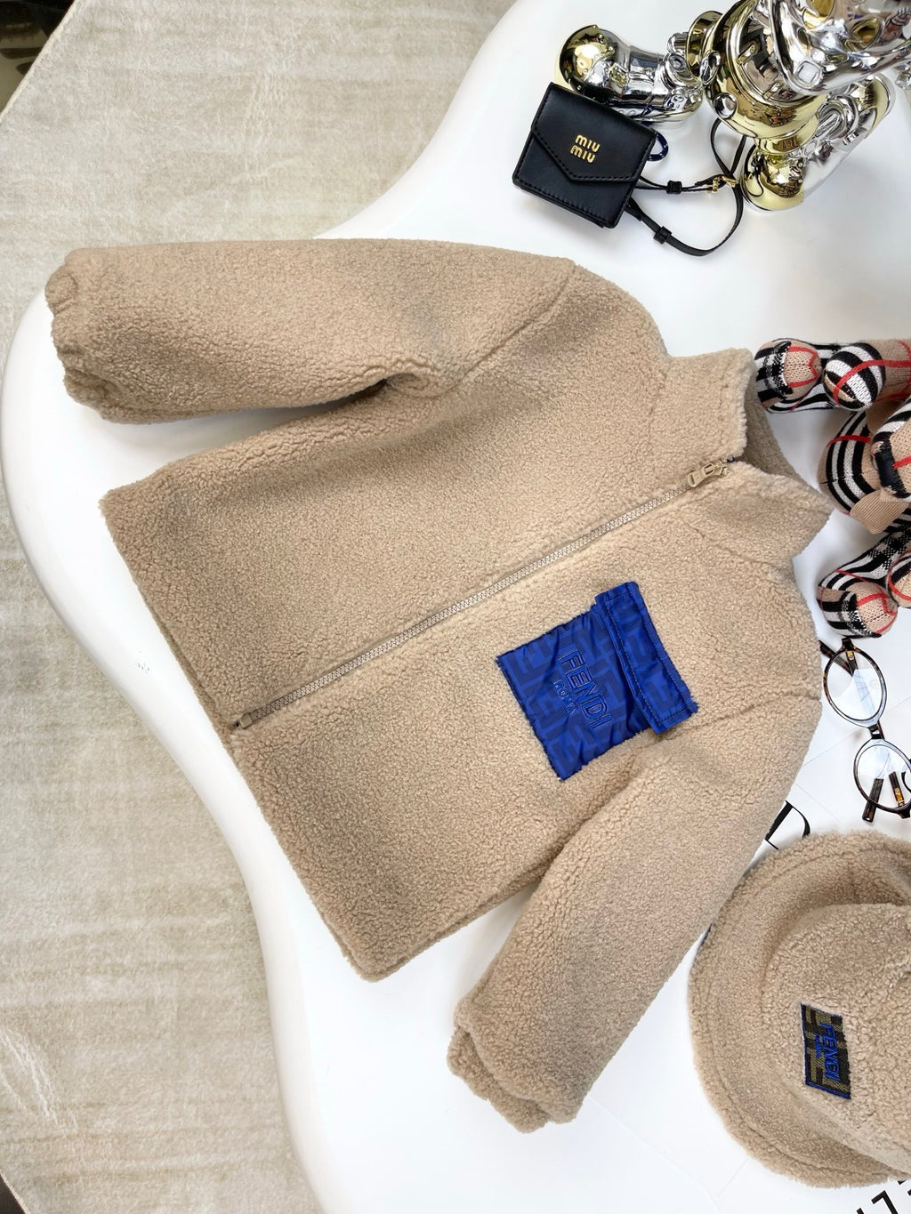 FF Brown Fleece Jacket & Hat