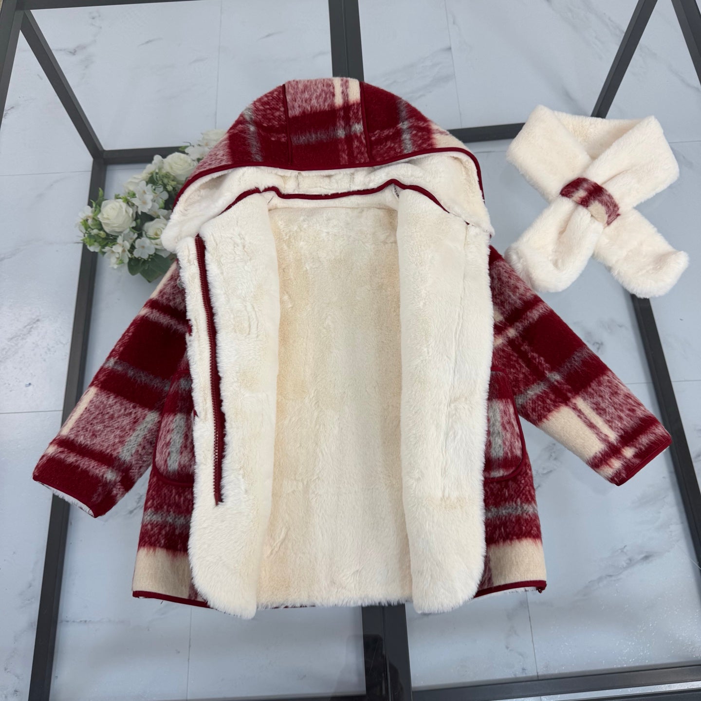 BR Red Monogram Coat