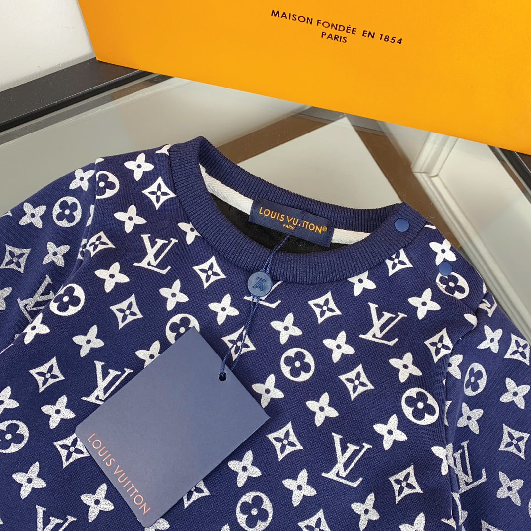 L Blue Monogram Print Set