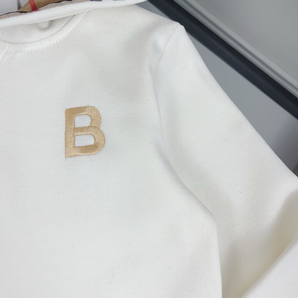 BR White Monogram Hoodie