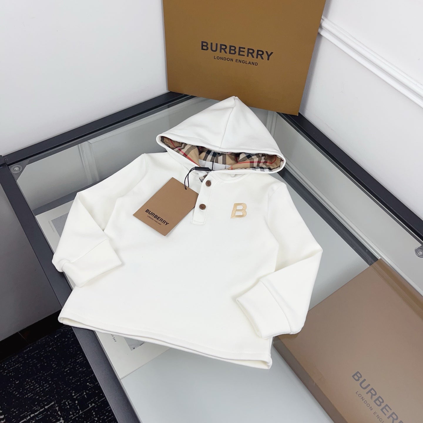 BR White Monogram Hoodie